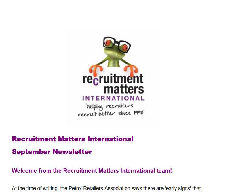 Recruitment Matters International Newsletter: September 2021